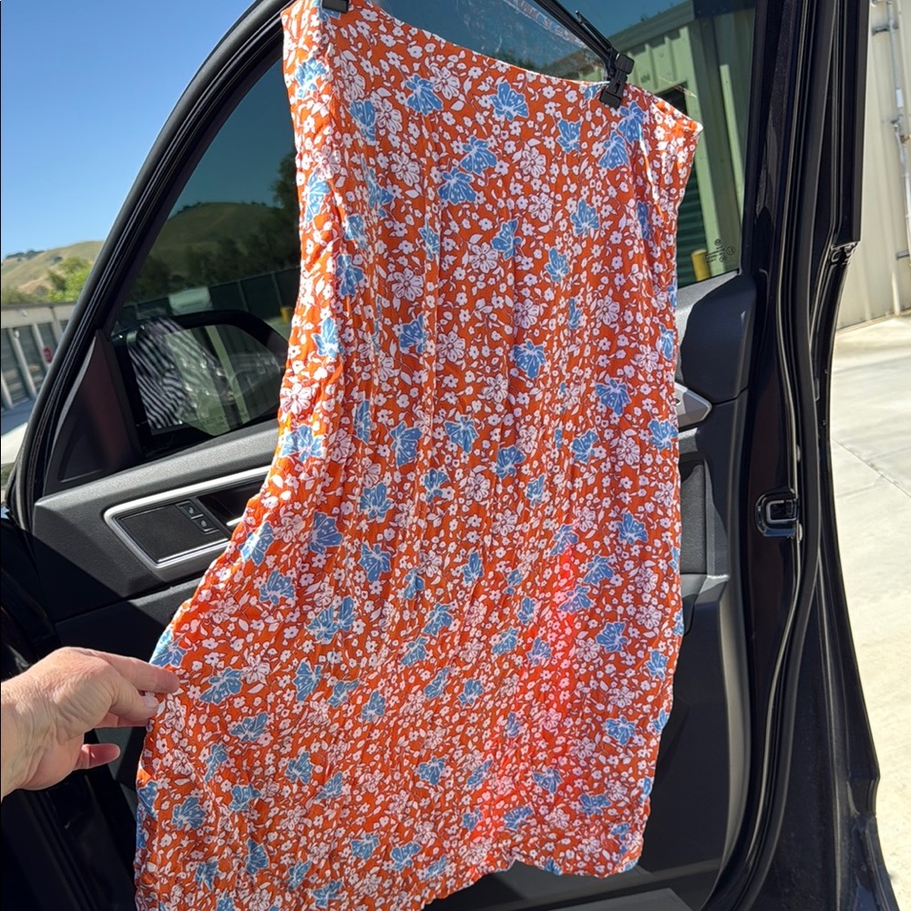 Anthropologie Maeve Floral Orange and Blue skirt